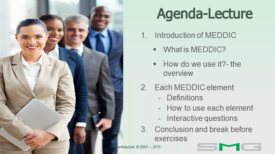 MEDDIC introduction, slide 1 of 11